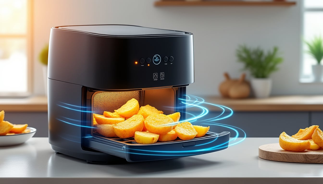découvrez comment fonctionne un air fryer et comment il cuit vos aliments avec de l’air chaud pour obtenir des résultats croustillants avec peu d’huile.